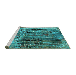 Sideview of Machine Washable Oriental Turquoise Industrial Area Rugs, wshurb2807turq