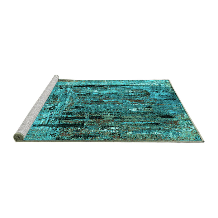 Sideview of Machine Washable Oriental Turquoise Industrial Area Rugs, wshurb2807turq