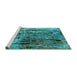 Sideview of Machine Washable Oriental Turquoise Industrial Area Rugs, wshurb2807turq