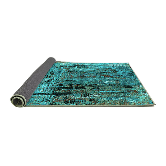 Sideview of Oriental Turquoise Industrial Rug, urb2807turq