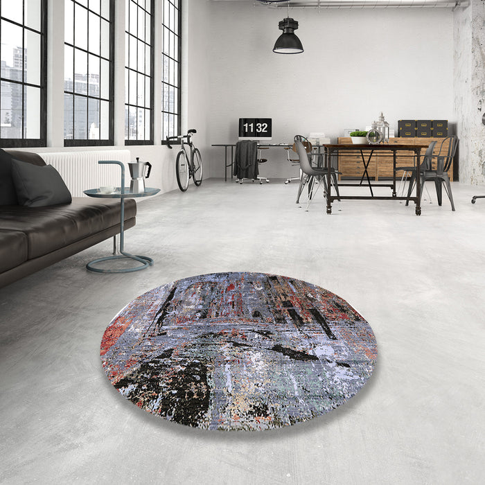 Round Machine Washable Industrial Modern Purple Rug in a Office, wshurb2807