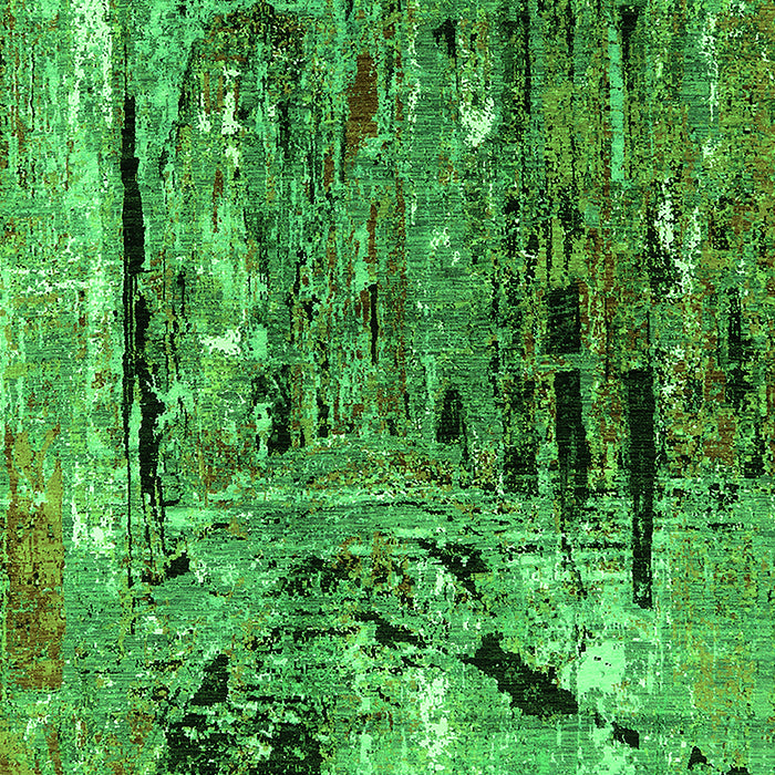 Machine Washable Oriental Green Industrial Area Rugs, wshurb2807grn