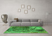 Machine Washable Oriental Green Industrial Area Rugs in a Living Room,, wshurb2807grn