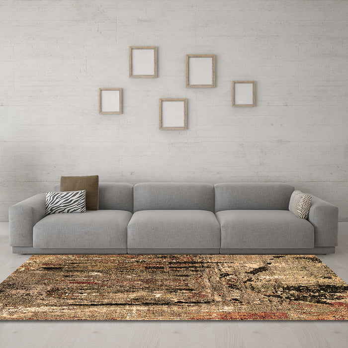 Machine Washable Oriental Brown Industrial Rug in a Living Room,, wshurb2807brn