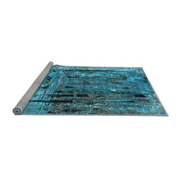 Sideview of Machine Washable Oriental Light Blue Industrial Rug, wshurb2807lblu