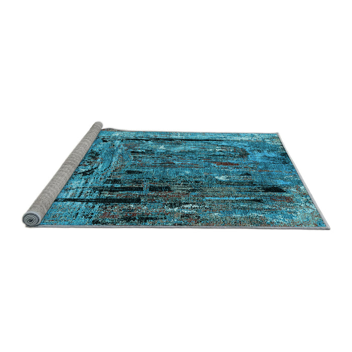 Sideview of Machine Washable Oriental Light Blue Industrial Rug, wshurb2807lblu