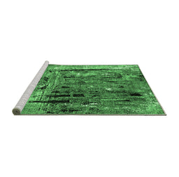 Sideview of Machine Washable Oriental Emerald Green Industrial Area Rugs, wshurb2807emgrn