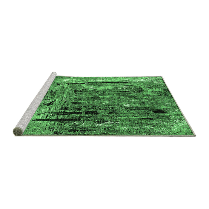 Sideview of Machine Washable Oriental Emerald Green Industrial Area Rugs, wshurb2807emgrn