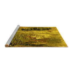 Sideview of Machine Washable Oriental Yellow Industrial Rug, wshurb2808yw