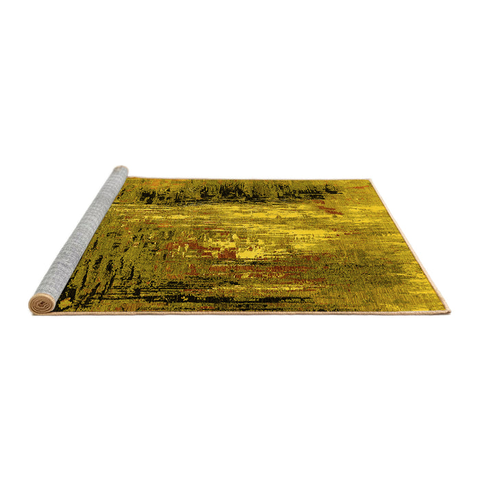 Sideview of Machine Washable Oriental Yellow Industrial Rug, wshurb2808yw