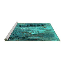 Sideview of Machine Washable Oriental Turquoise Industrial Area Rugs, wshurb2808turq