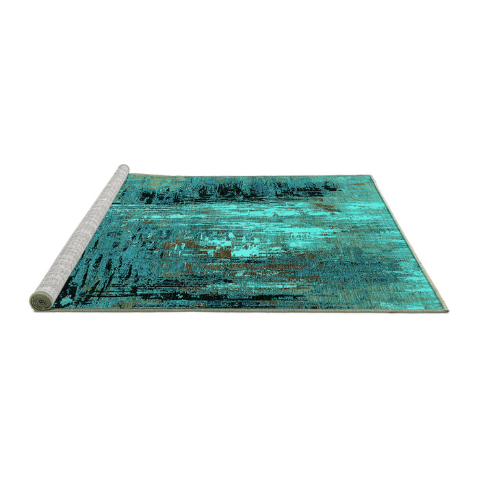 Sideview of Machine Washable Oriental Turquoise Industrial Area Rugs, wshurb2808turq