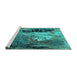 Sideview of Machine Washable Oriental Turquoise Industrial Area Rugs, wshurb2808turq