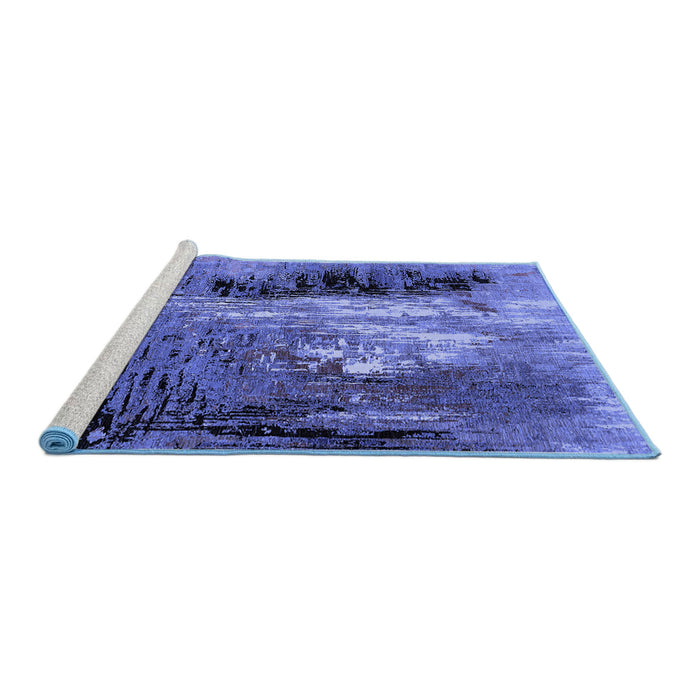 Sideview of Machine Washable Oriental Blue Industrial Rug, wshurb2808blu