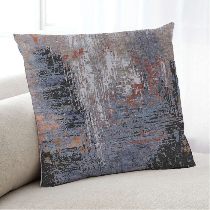 Lifestyle Image of Mid-Century Modern Urban Square Western Charcoal Gray Throw Pillow, 18 inch by 18 inch, pwurb2808