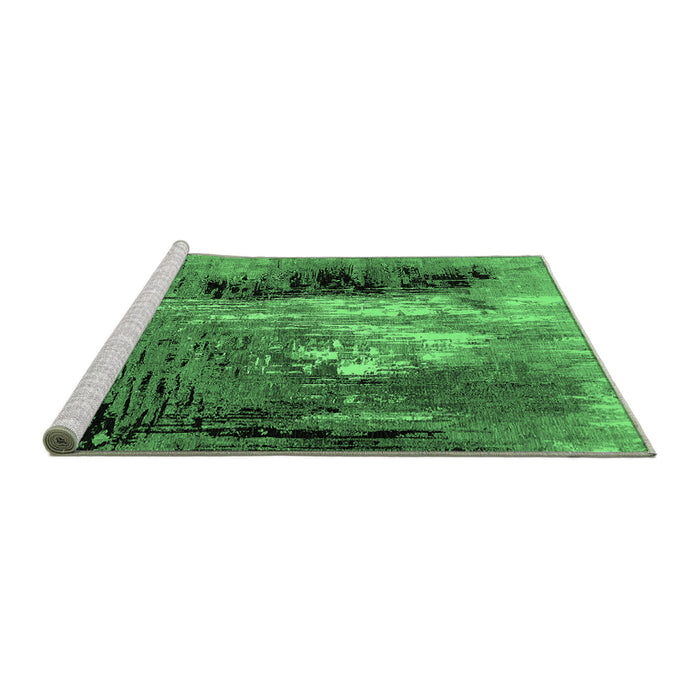 Sideview of Machine Washable Oriental Emerald Green Industrial Area Rugs, wshurb2808emgrn