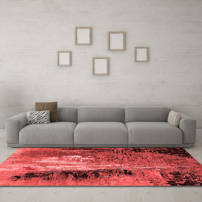 Industrial Red Washable Rugs