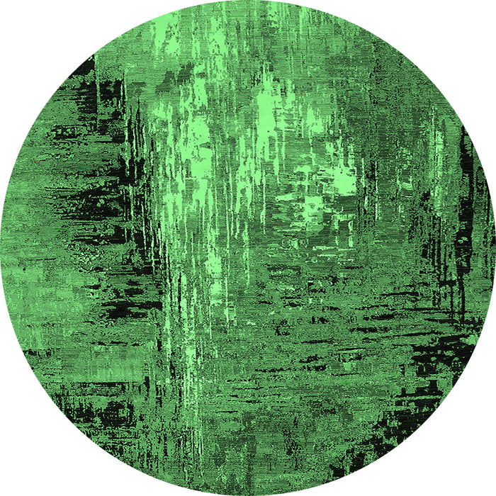 Round Oriental Emerald Green Industrial Rug, urb2808emgrn
