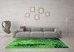 Machine Washable Oriental Green Industrial Area Rugs in a Living Room,, wshurb2808grn