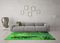 Machine Washable Oriental Green Industrial Area Rugs in a Living Room,, wshurb2808grn