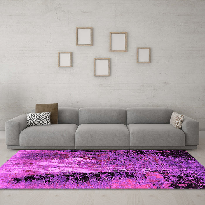 Machine Washable Oriental Pink Industrial Rug in a Living Room, wshurb2808pnk