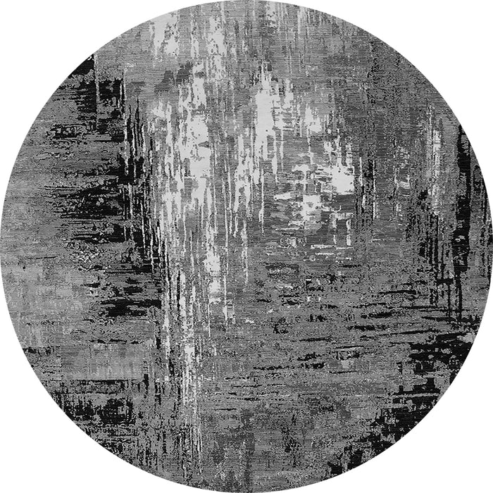 Round Oriental Gray Industrial Rug, urb2808gry