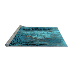 Sideview of Machine Washable Oriental Light Blue Industrial Rug, wshurb2808lblu