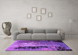 Machine Washable Oriental Purple Industrial Area Rugs in a Living Room, wshurb2808pur