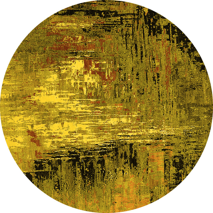 Round Oriental Yellow Industrial Rug, urb2808yw