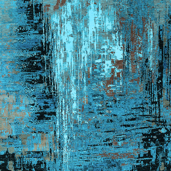 Machine Washable Oriental Light Blue Industrial Rug, wshurb2808lblu