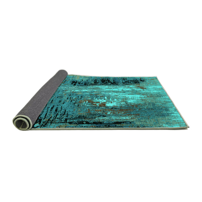 Sideview of Oriental Turquoise Industrial Rug, urb2808turq