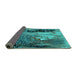 Sideview of Oriental Turquoise Industrial Rug, urb2808turq