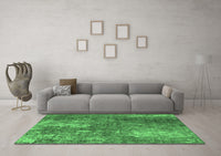 Machine Washable Oriental Emerald Green Industrial Rug, wshurb2809emgrn