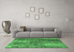 Machine Washable Oriental Emerald Green Industrial Area Rugs in a Living Room,, wshurb2809emgrn