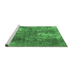 Sideview of Machine Washable Oriental Emerald Green Industrial Area Rugs, wshurb2809emgrn