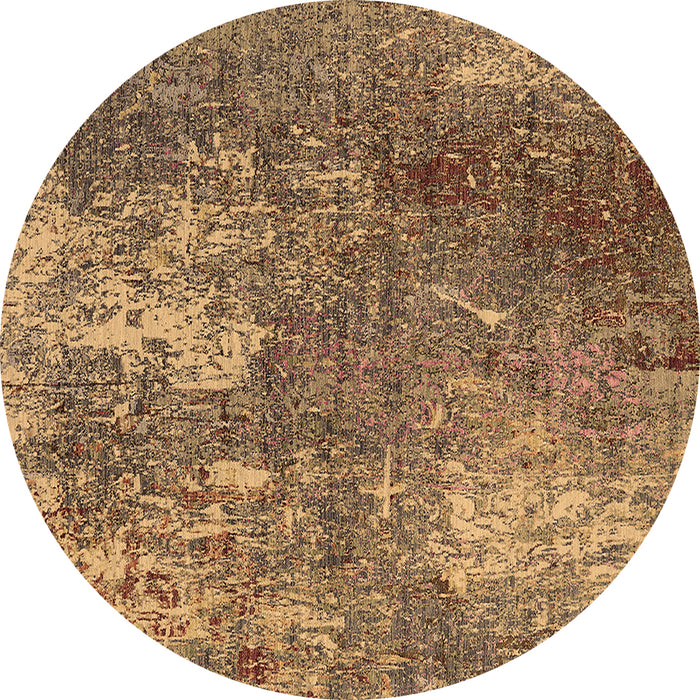 Round Oriental Brown Industrial Rug, urb2809brn