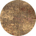 Round Oriental Brown Industrial Rug, urb2809brn