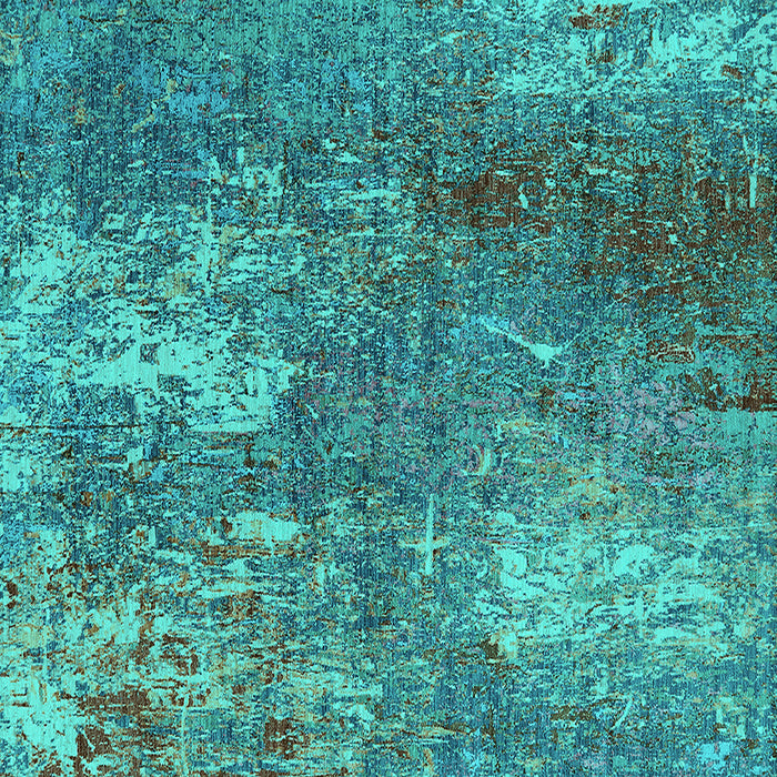 Square Oriental Turquoise Industrial Rug, urb2809turq