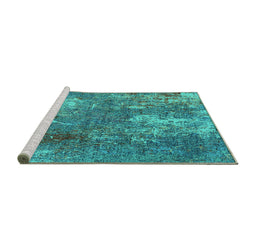 Sideview of Machine Washable Oriental Turquoise Industrial Area Rugs, wshurb2809turq