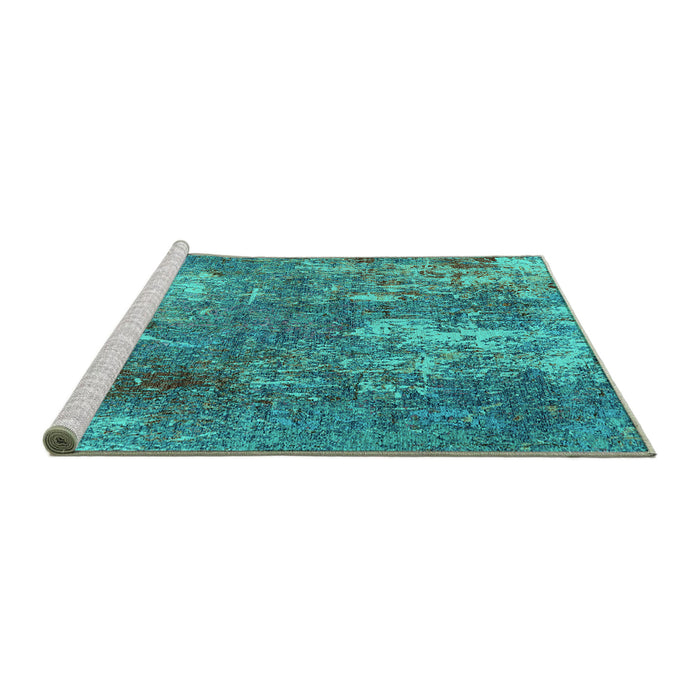 Sideview of Machine Washable Oriental Turquoise Industrial Area Rugs, wshurb2809turq