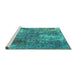 Sideview of Machine Washable Oriental Turquoise Industrial Area Rugs, wshurb2809turq