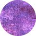 Round Oriental Purple Industrial Rug, urb2809pur