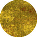 Round Oriental Yellow Industrial Rug, urb2809yw