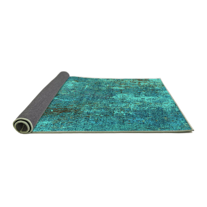 Sideview of Oriental Turquoise Industrial Rug, urb2809turq
