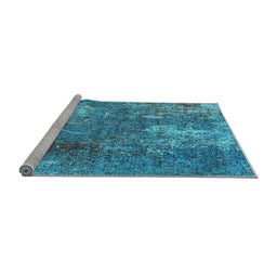 Sideview of Machine Washable Oriental Light Blue Industrial Rug, wshurb2809lblu