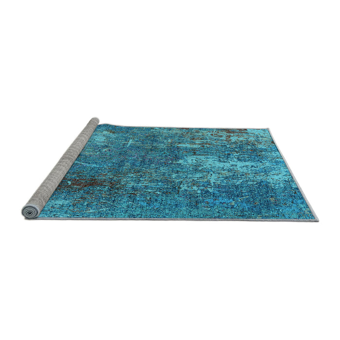 Sideview of Machine Washable Oriental Light Blue Industrial Rug, wshurb2809lblu
