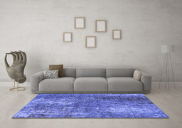 Machine Washable Oriental Blue Industrial Rug in a Living Room, wshurb2809blu