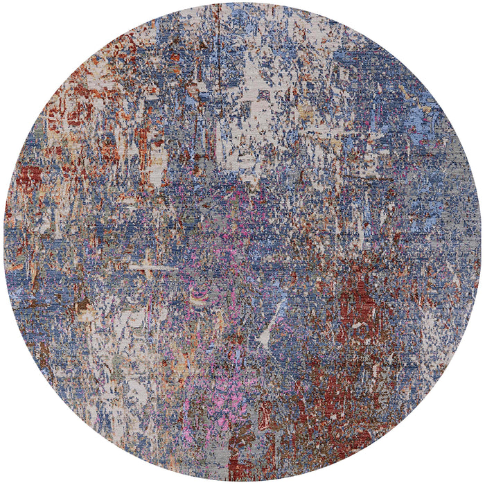 Round Machine Washable Industrial Modern Purple Rug, wshurb2809