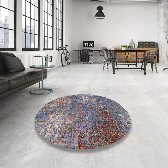 Round Machine Washable Industrial Modern Purple Rug in a Office, wshurb2809
