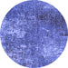 Round Oriental Blue Industrial Rug, urb2809blu